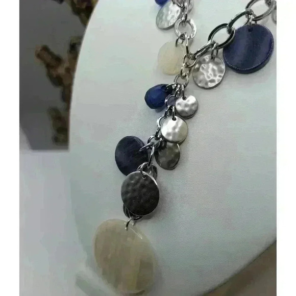 Chicos Blue Silver Pendant Chain Multiple Charms Necklace Womens - Picture 4 of 7